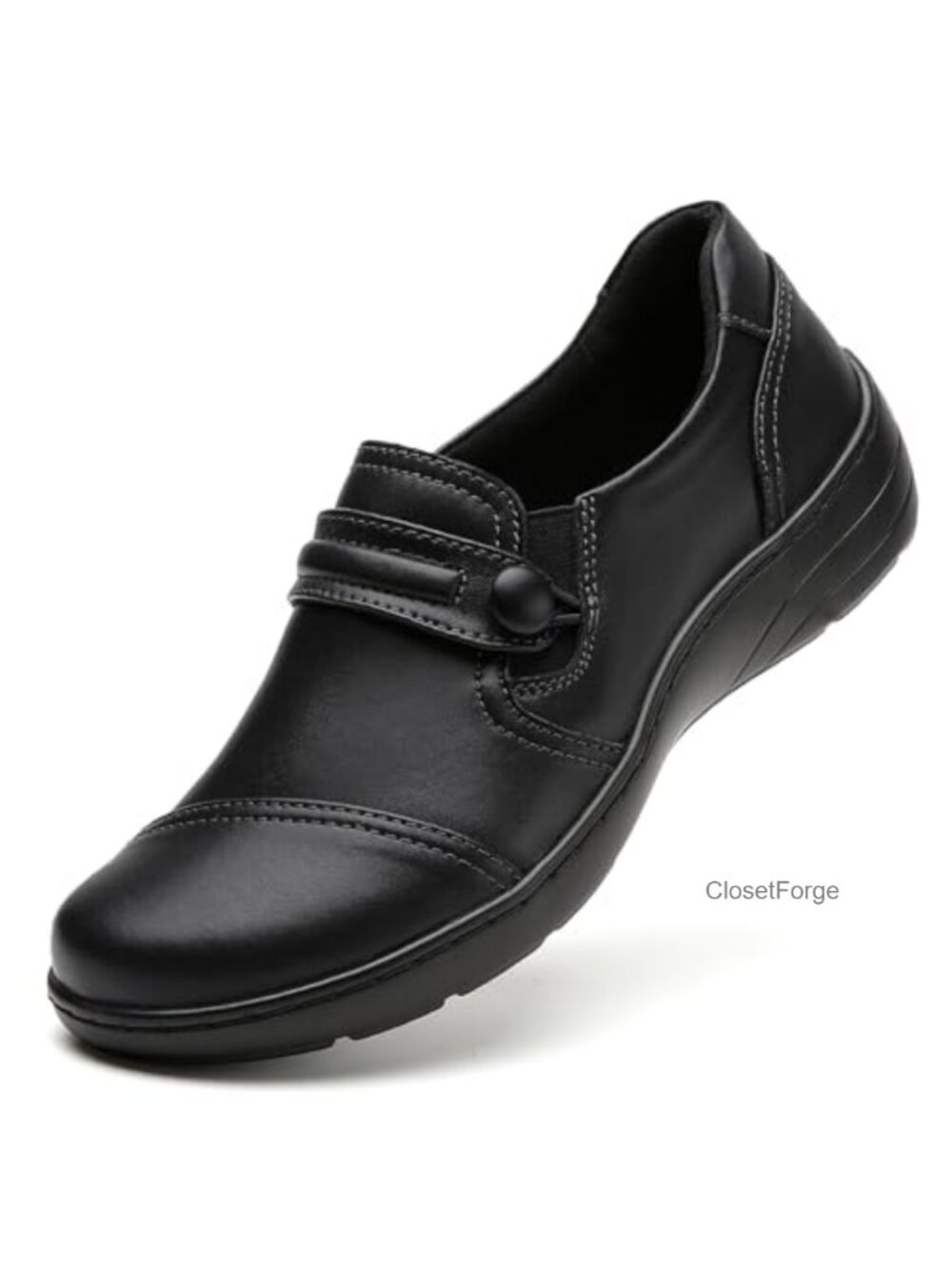 Women's Leather Loafers Memory Foam Slip On Orthopedic Comfort Shoes